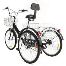 Trehjulig cykel VonVVer VonVVer 24 Inch Tricycles Adults with 2 Baskets - Black