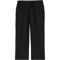 H&M XS Byxor & Shorts H&M Linen Blend Pull On Trousers - Black