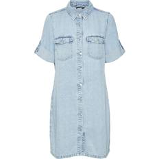 Blåa - Skjortklänningar Vero Moda Jennie Short Dress - Blue/Light Blue Denim