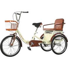LVTFCO Tricycle Bicycle With Shopping Basket And Backrest Seat Folding - Beige Unisex