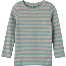 Turkosa T-shirts Barnkläder Name It Declan LS Slim Top - Mineral Blue (13228574)