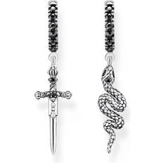 Thomas Sabo Herr Örhängen Thomas Sabo Snake & Sword Creole Earrings - Silver/Black