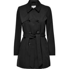 46 - Enfärgade Ytterkläder Only Valerie Double Breasted Trenchcoat - Black