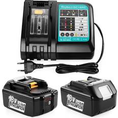 Energup Replacement Battery Charger for Makita + 2x18V 5.0Ah
