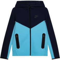 Nike S Hoodies Barnkläder Nike Older Kid's Sportswear Tech Fleece Full Zip Hoodie - Midnight Navy/Aquarius Blue/Black/Black (FD3285-410)