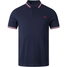 Fred Perry Herr Överdelar Fred Perry Twin Tipped Polo Shirt - Navy/Snow White/Burnt Red