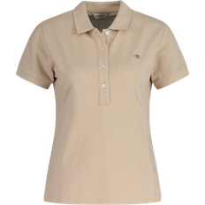 Gant Beige T-shirts & Linnen Gant Slim Shield Cap Sleeve Pique Polo Beige