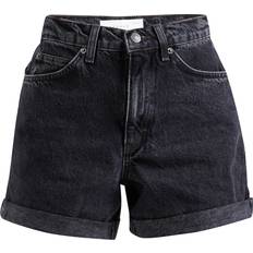 Topshop Dam Shorts Topshop – Svarttvättade jeansshorts med uppvikta ben-Svart/a