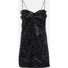 Ganni Korta klänningar Ganni Sequined lace minidress black