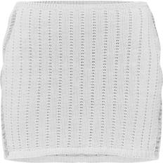 PrettyLittleThing Distressed Ladder Crochet Knit Mini Skirt - White