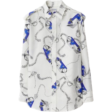 Burberry Dam Skjortor Burberry Knight Hardware Silk Shirt - Blue/White