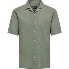 Herr - Linne Skjortor Only & Sons Caiden Slim Fit Resort Collar Shirt - Green/Swamp
