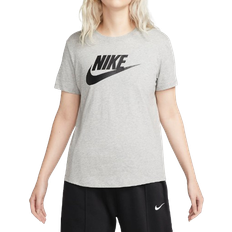 26 - Dam T-shirts Nike Women's Sportswear Essentials Logo T-Shirt - Dark Grey Heather/White