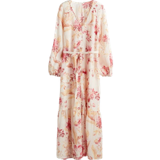 Blommiga - M - Midiklänningar - Vita H&M Tie Belt Crepe Dress - Cream White/Floral