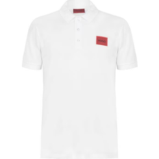 Hugo Boss Herr Överdelar Hugo Boss Dereso Cotton Piqué Slim Fit Polo Shirt with Logo Label - White