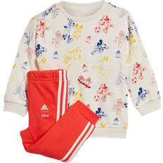 adidas Baby's x Disney Mickey Crewneck Jogger Set - Chalk White/Bold Gold/Bright Red/Better Scarlet