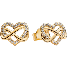 Pandora Guld Örhängen Pandora Sparkling Infinity Heart Stud Earrings - Gold/Transparent