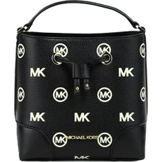 Michael Kors Dam Bucketväskor Michael Kors Women's Mercer Small Embossed Drawstring Bucket Messenger Bag - Black