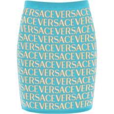 Versace Monogram Knit Mini Skirt - Turquoise/Blue