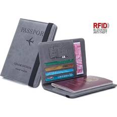 Passfodral Passfodral med RFID Skydd + 4 Kortfack Grå Mocca Läder