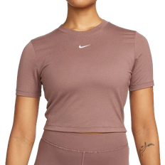 Nike Dam - Kort ärmar - Polyester - Rosa T-shirts Nike Women's Sportswear Essential Slim Cropped T-Shirt - Smokey Mauve/White
