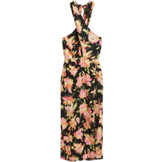 H&M XS Kläder H&M Halterneck Wrap Dress - Black/Floral