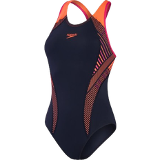 Speedo Placement Women's Laneback Swimsuit - Navy/Orange