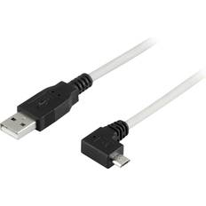Deltaco USB-kabel Kablar Deltaco USB A - USB Micro B (Angled) 2.0 M-M 2m