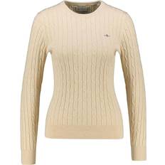 Gant Beige Tröjor Gant Cable Knit Cotton Sweater with Stretch - The Linen