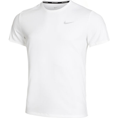 Herr - Polyester - Vita T-shirts Nike Men's Miler Dri-FIT UV Short-Sleeve Running Top - White