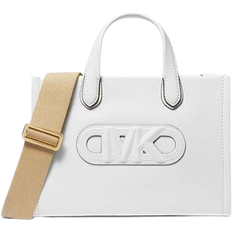 Michael Kors Gigi Small Embossed Leather Messenger Bag - Optic White