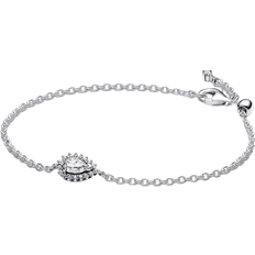 Pandora Blank Armband Pandora Sparkling Pear Halo Chain Bracelet - Silver/Transparent
