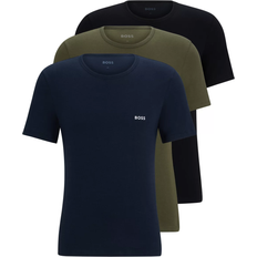 52 - Herr T-shirts & Linnen BOSS Logo Underwear T-shirts 3-pack - Black/Dark Green/Dark Blue