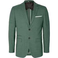 42 - Herr Kavajer Selected Homme Slim Fit Single Dress Blazer - Light Green Melange