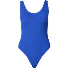 Topshop Dam Badkläder Topshop – Koboltblå krinklad baddräkt med djup ringning