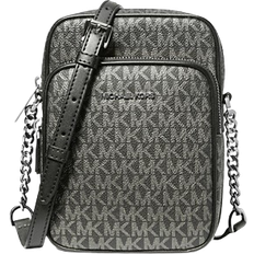 Michael Kors Jet Set Travel Medium Metallic Signature Logo Crossbody Bag - Black/Silver