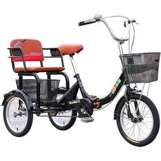 Trehjulingar SHENGMIAOHE dult Three Wheel 1 Speed Hybrid Foldable Tricycle with Basket 2024 - Black/Brown/Red