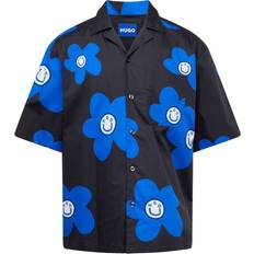 Blommiga - Herr Skjortor Hugo Oversized-fit shirt in floral-print cotton poplin Black