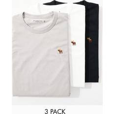 Abercrombie & Fitch T-shirts & Linnen Abercrombie & Fitch – Svart, grå och vit t-shirt med klassisk logga, 3-pack-Flera