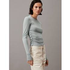 Calvin Klein Dam - Elastan/Lycra/Spandex Blusar Calvin Klein Soft Jersey Pleated Top Grey