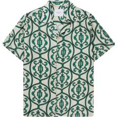 Les Deux Dam Kläder Les Deux Ornament Print Tencel Shirt Ivory/Green