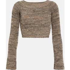 Chloé Dam Överdelar Chloé Cropped cashmere-blend sweater multicoloured