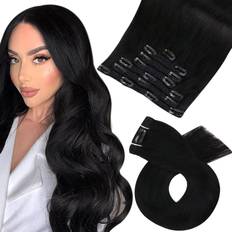 Wennalife Clip in Hair Extension 24 inch #1 Jet Black 7-pack