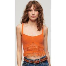 Superdry Blusar Superdry Vintage Crochet Fringe Top, Spiced Orange