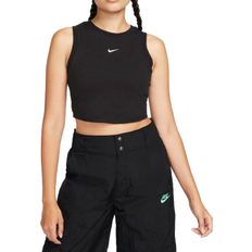 Nike Dam - Elastan/Lycra/Spandex T-shirts & Linnen Nike Women's Machine Knit Sportswear Chill Mini Tank Top - Black/Sail