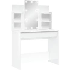 vidaXL Makeup Vanity Desk with LED Lights High Gloss White Sminkbord 40x96cm