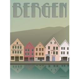 Vissevasse Bergen Bryggen Poster 30x40cm
