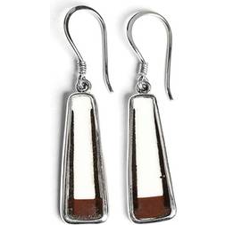 Sägen Spisa Ribb Earrings - Silver/Brown/White