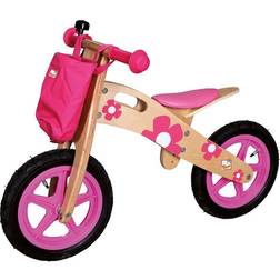 Bino Wooden Balance Bike Pink with Flower