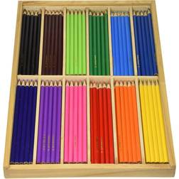 PlayBox Thin Colour Pencils in Wooden Box in 12 Colours 180-pack
